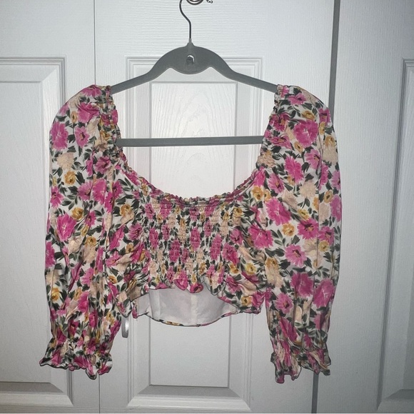 For Love And Lemons Floral Pink Crop Top - Picture 6 of 6